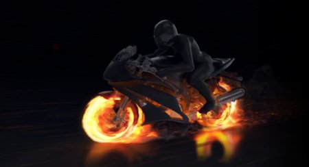 震撼火焰摩托车揭示AE模板