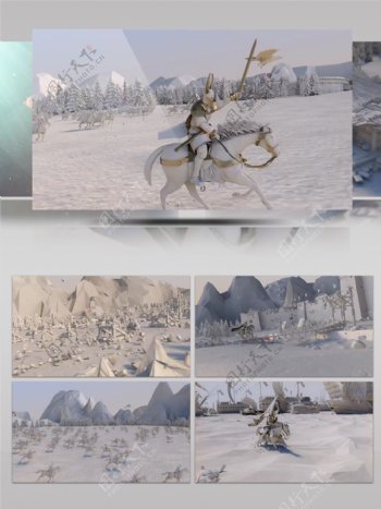 CG动画素模古代战争攻城骑马