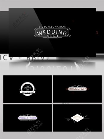 复古欧式婚礼文字标题动画展示ae模板
