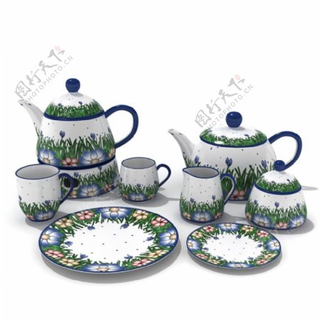 整套茶具餐具泡茶工具杯子茶壶3d模型