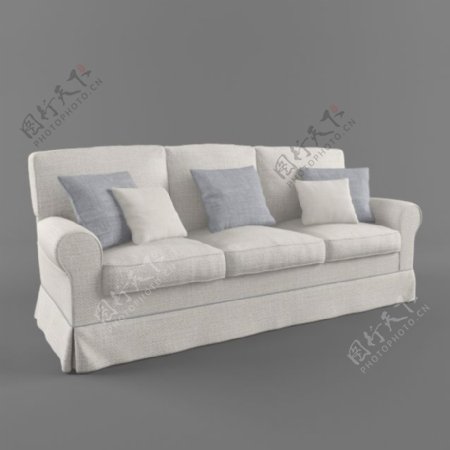 现代素色多人沙发3d模型