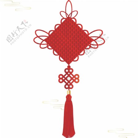 手绘传统红色新年节日中国结装饰可商用元素