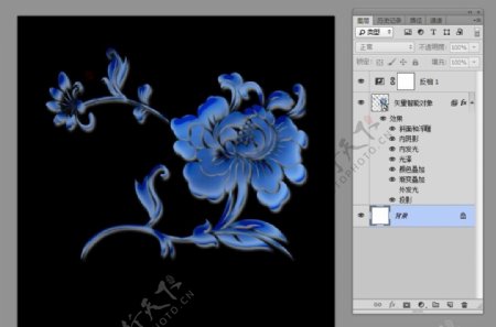 唯美妖娆绚蓝花卉花朵图案设计