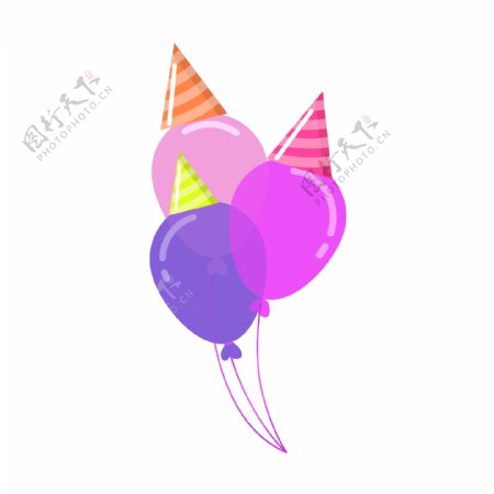 气球庆祝粉色紫色装饰素材设计