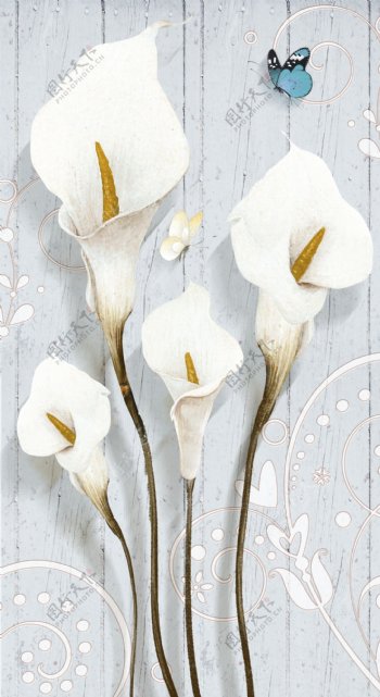 现代简约白色花朵立体雕刻画