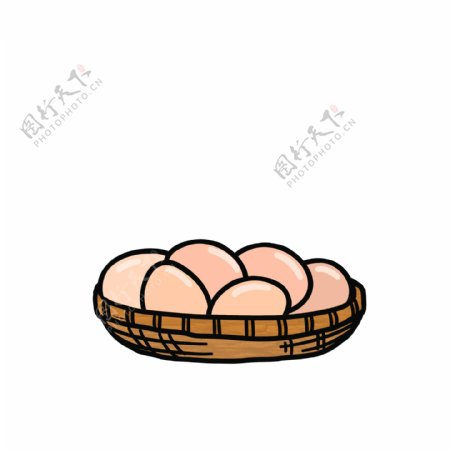 卡通手绘一篮子鸡蛋元素设计
