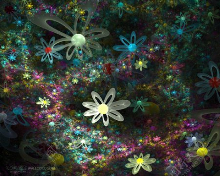 璀璨的水晶光泽的花朵碎花背景图