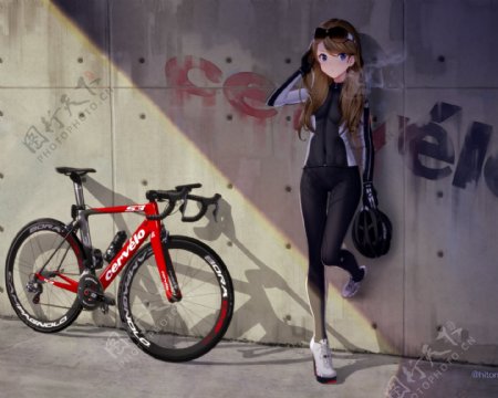 自行车骑车运动碳纤动漫