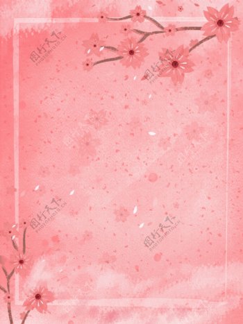 唯美彩绘中国风粉色樱花背景
