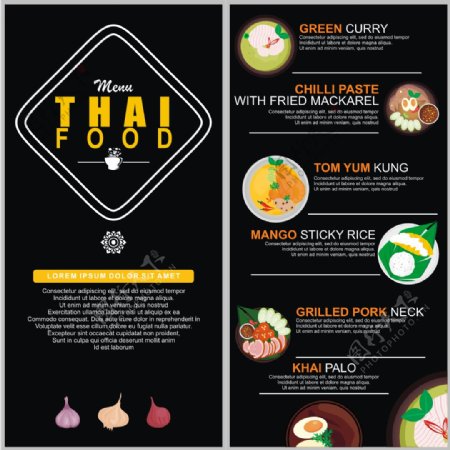 泰式菜单海报介绍了传统重点的设计模式