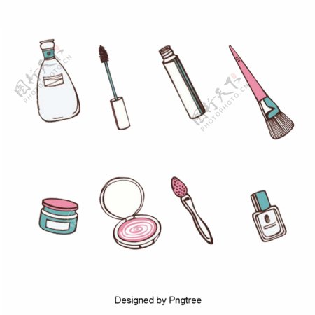 卡通手绘简单化妆品图标设计