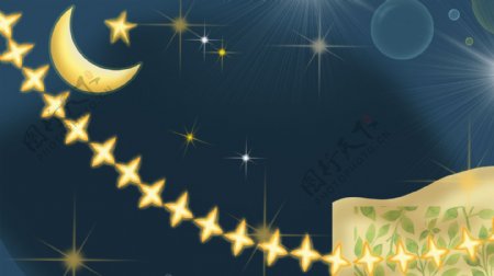 彩绘星空月亮晚安背景设计