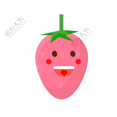 蔬菜水果草莓粉色可爱卡通形象手绘