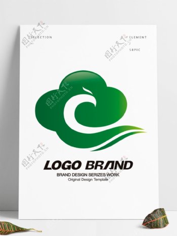 矢量简约绿色云朵LOGO公司标志设计