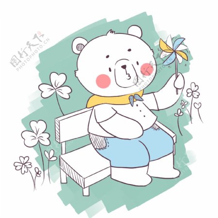 简笔画卡通可爱动物小熊