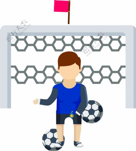 足球少年装饰图案元素