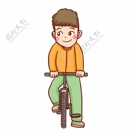 卡通手绘骑自行车的男生
