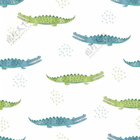 鳄鱼水彩平铺图