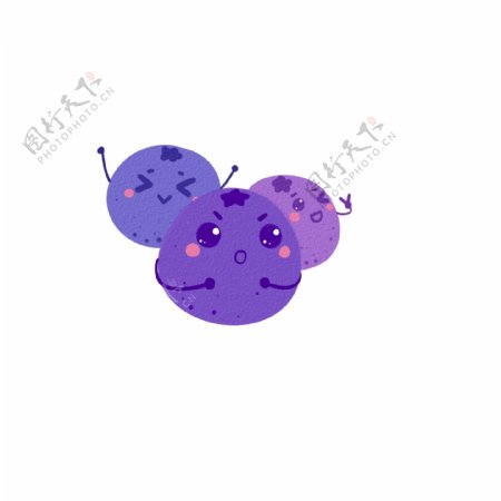 手绘水彩风格蓝莓水果表情包