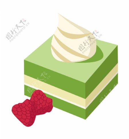 2.5D草莓奶油蛋糕插画