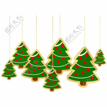 圣诞节圣诞树C4D立体金边挂饰装饰