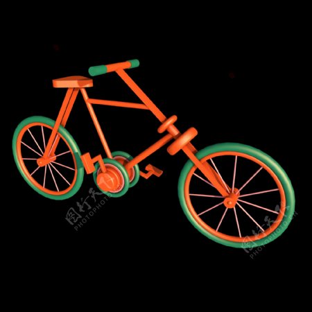 C4D立体彩色脚踏自行车.png