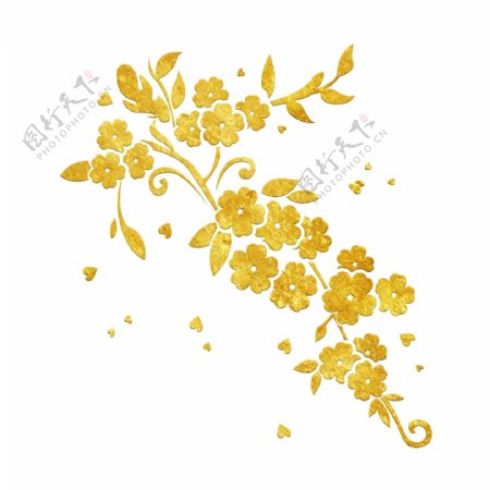 中国风传统烫金鲜花花纹装饰图之风信子