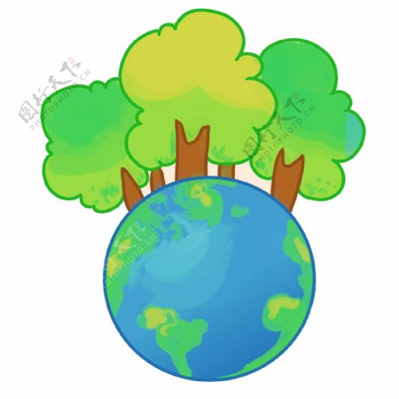 爱护环境绿色树木插画