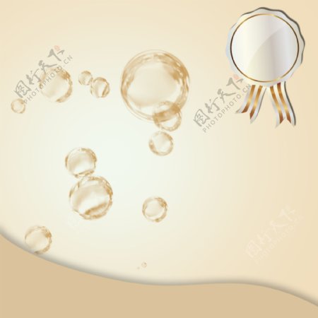 金色透明气泡化妆品PSD分层主图背景素材