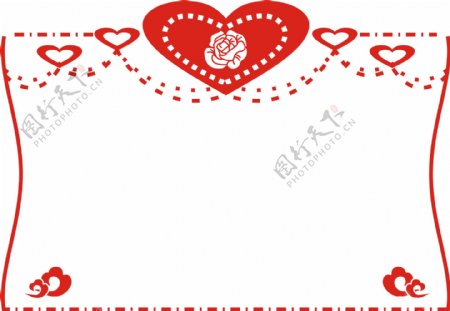 红色玫瑰花爱心边框插画
