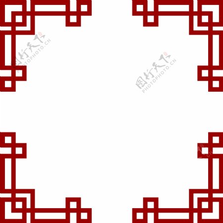 中国风暗红简约几何图形花纹边框