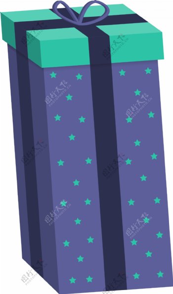 紫色立体创意礼盒元素