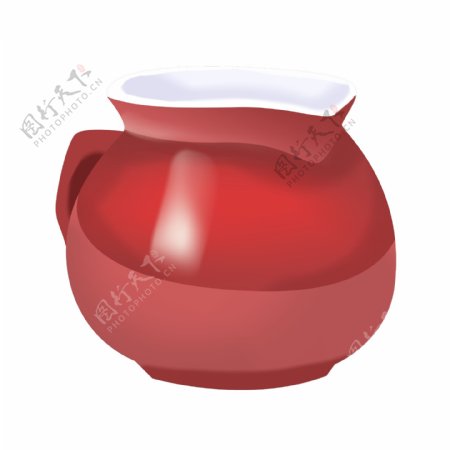 漂亮的红色茶壶插图