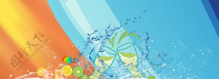 夏季饮品果汁冷饮海报背景素材