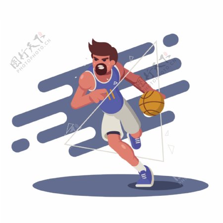 卡通打篮球的运动员矢量素材