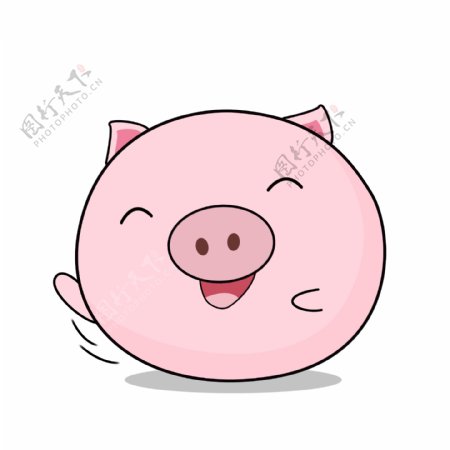 开心的粉色小猪插画