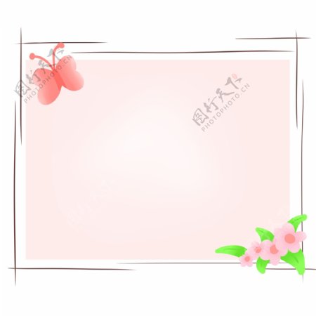 卡通粉色蝴蝶边框
