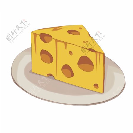 一块黄色的奶酪插画