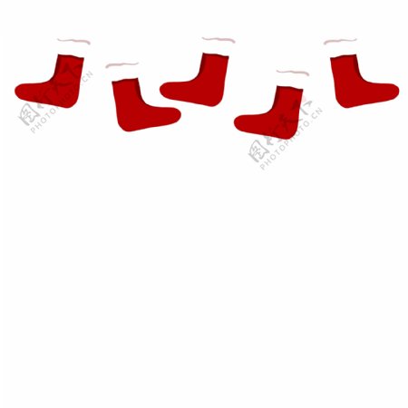 手绘矢量卡通悬挂圣诞节红色袜子