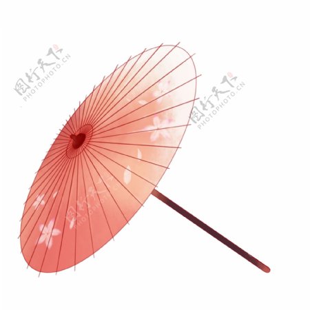中国风鲜花雨伞插画