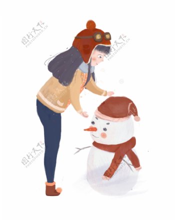 圣诞节堆雪人装饰图案