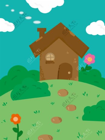 卡通可爱房屋背景