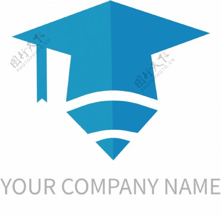 学士帽教育行业标识logo设计