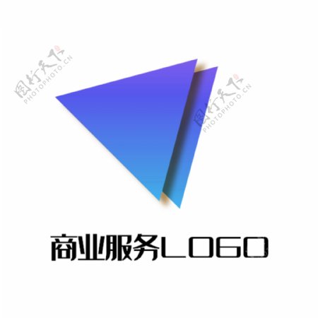商业服务logo蓝紫三角倾斜重叠播放影音