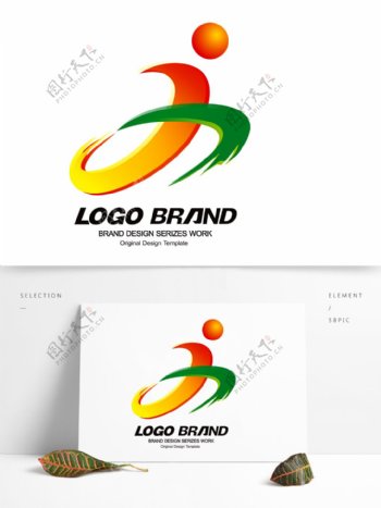 矢量红绿中国风运动会logo标志设计