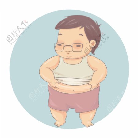手绘肥胖人物男子卡通形象