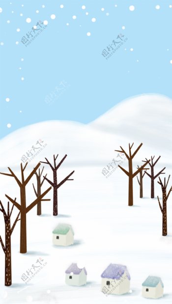 24节气立冬雪景背景设计