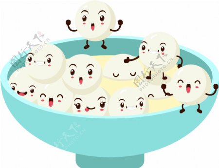 汤圆原创食物AI卡通中国传统特色食物元素