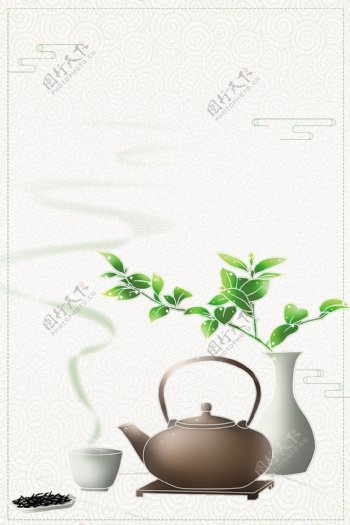 中国传统茶文化海报背景素材
