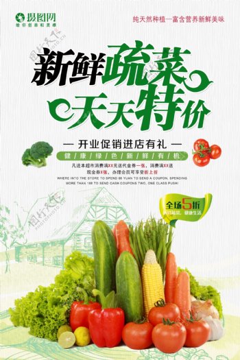蔬菜特价促销海报